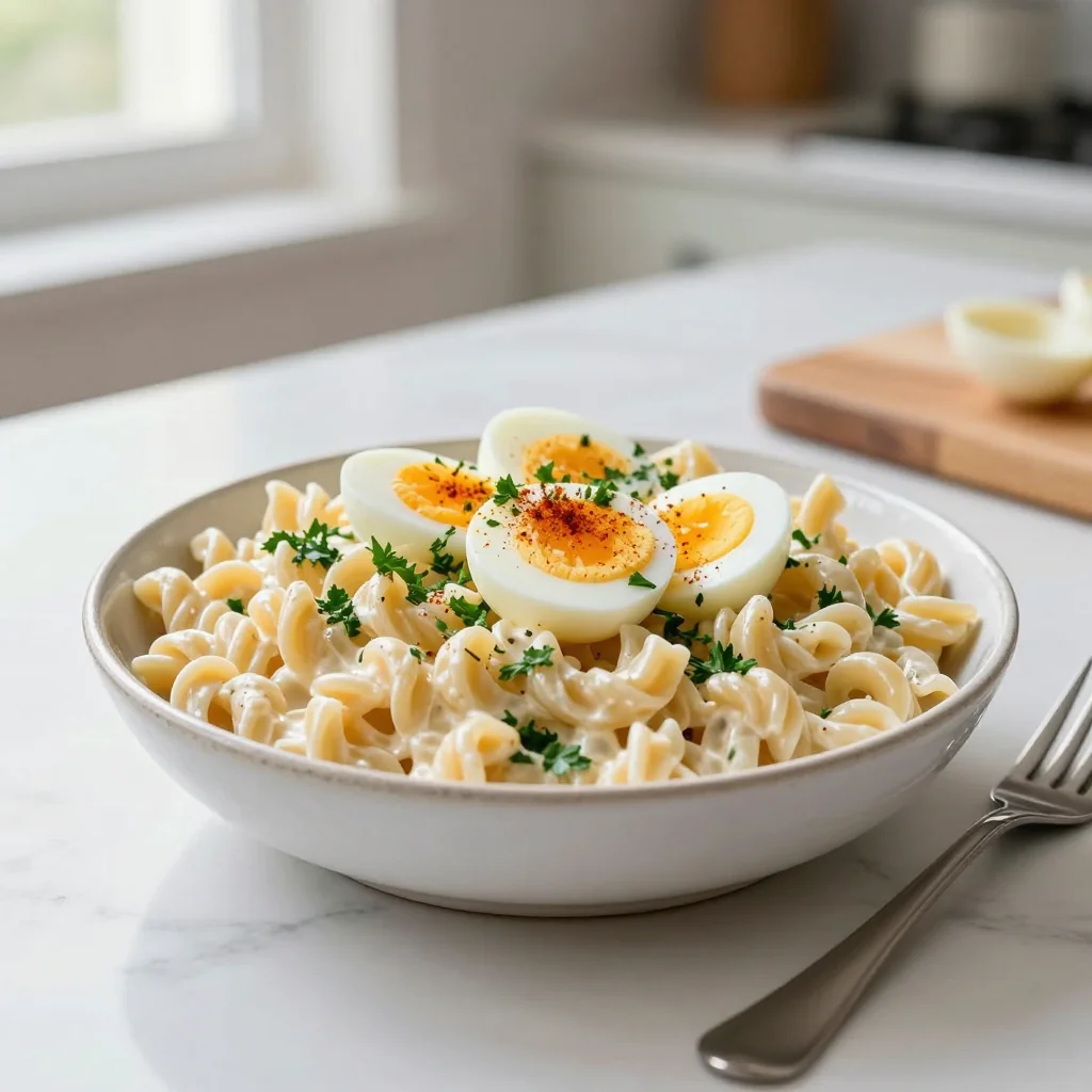 Creamy Macaroni Salad with Hard Boiled Eggs