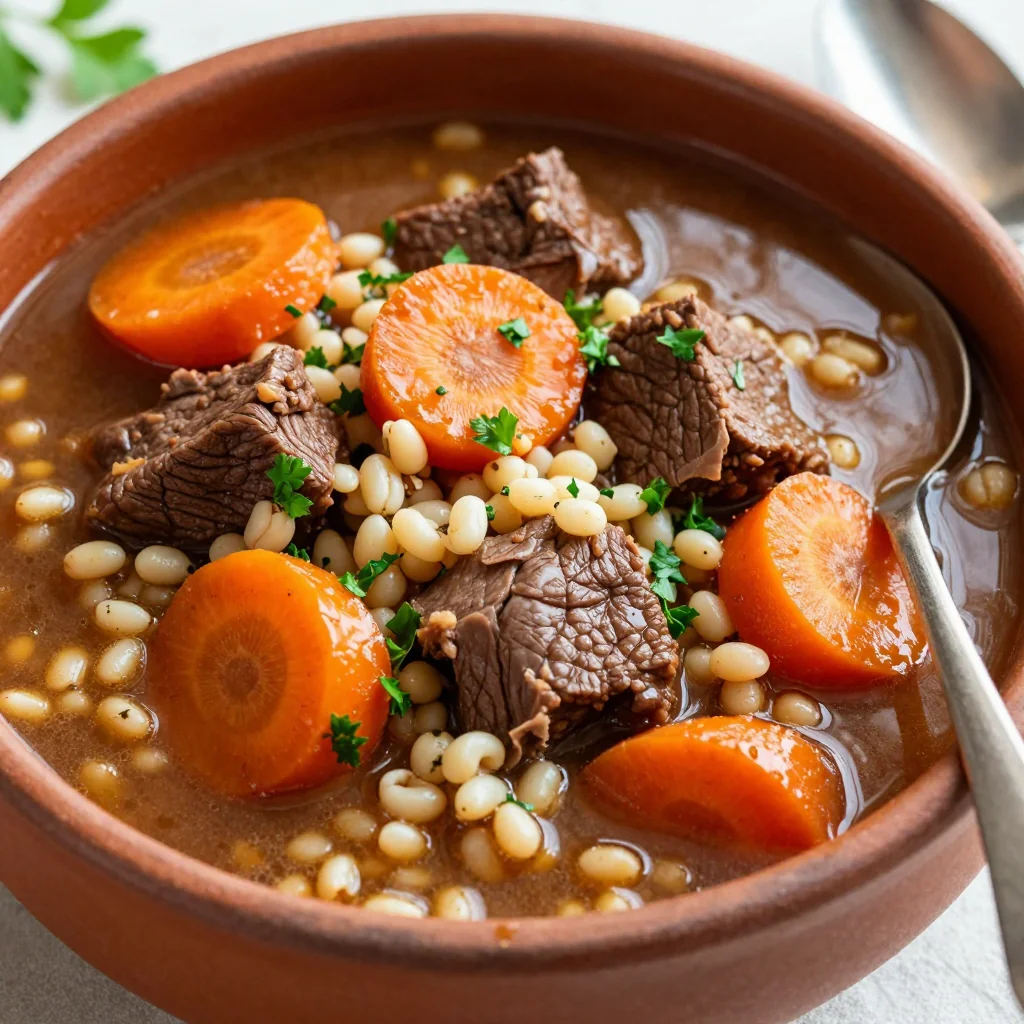 Winter Comfort Beef and Barley Soup with Carrots