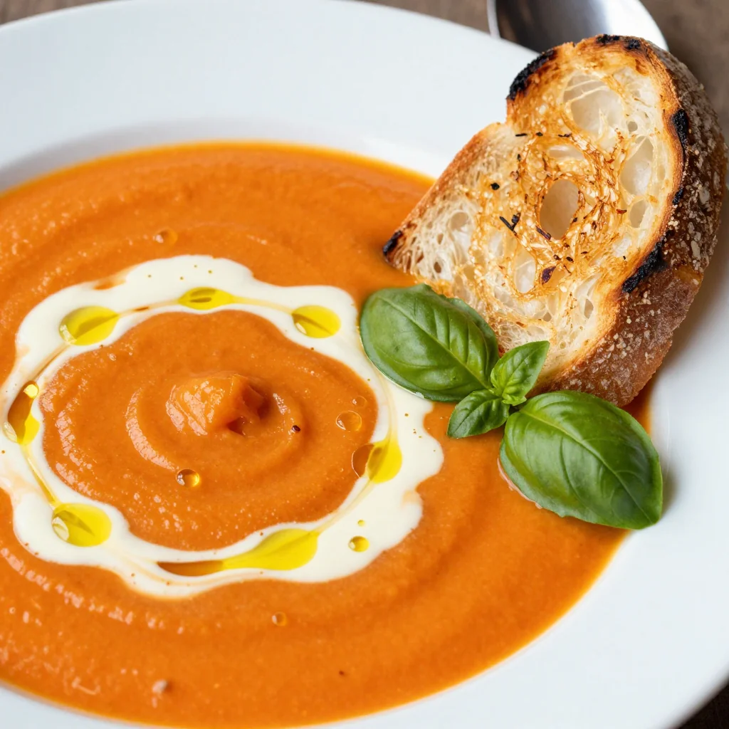 Creamy Roasted Red Pepper Soup from Jarred Peppers