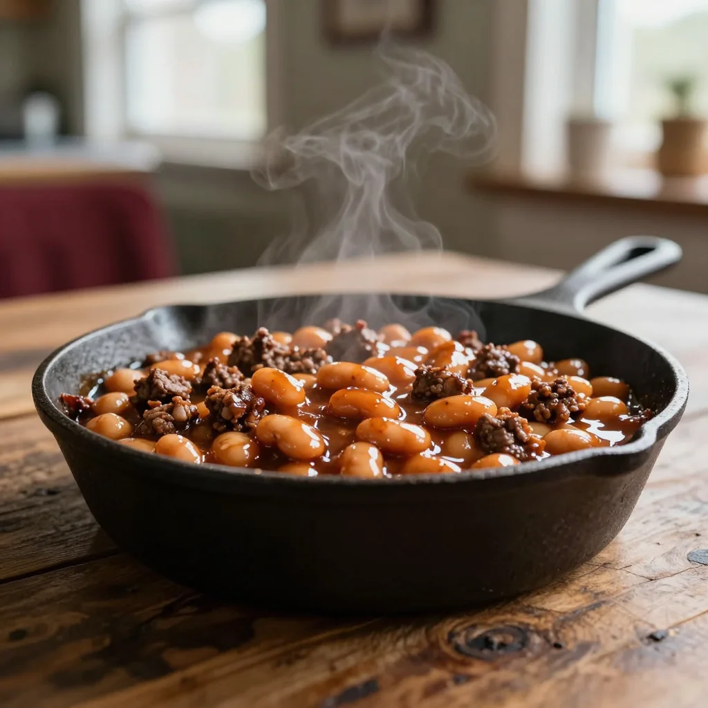 Baked Beans with Ground Beef and Brown Sugar
