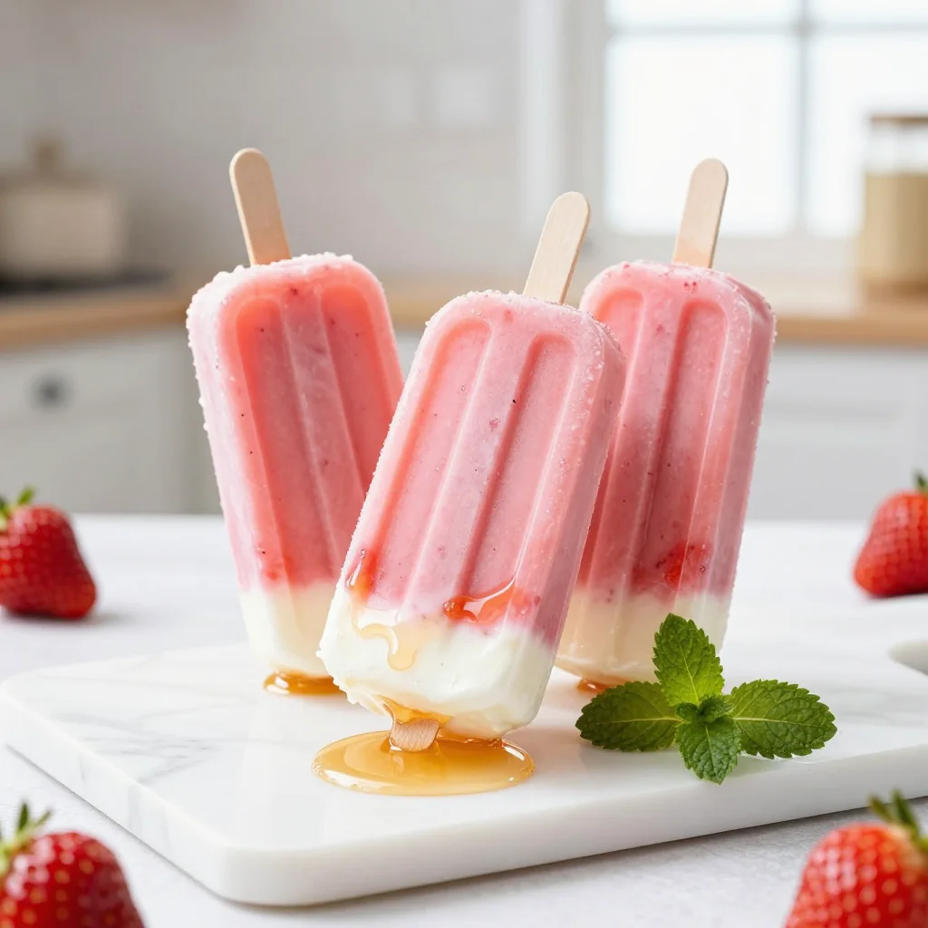 Strawberry Yogurt Popsicles with Honey