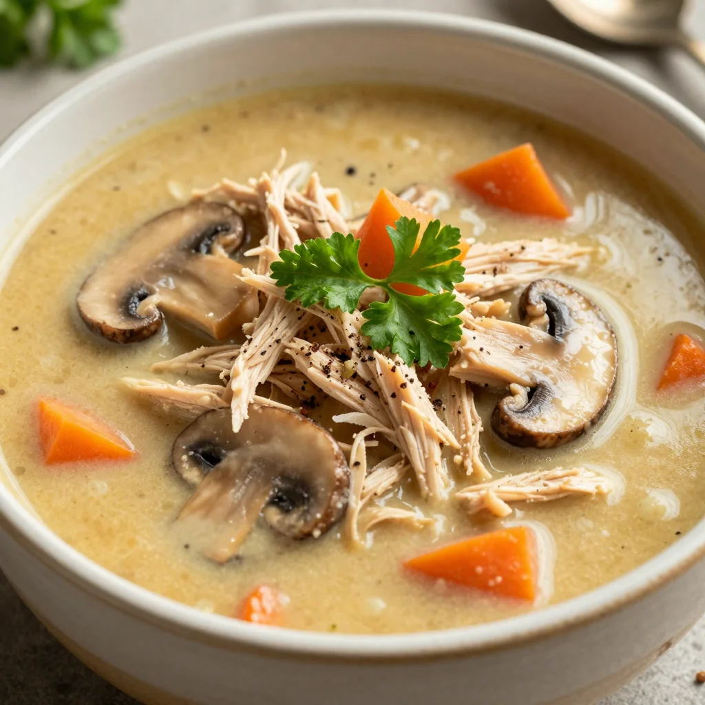 Slow Cooker Chicken and Mushroom Soup for a Creamy Lunch