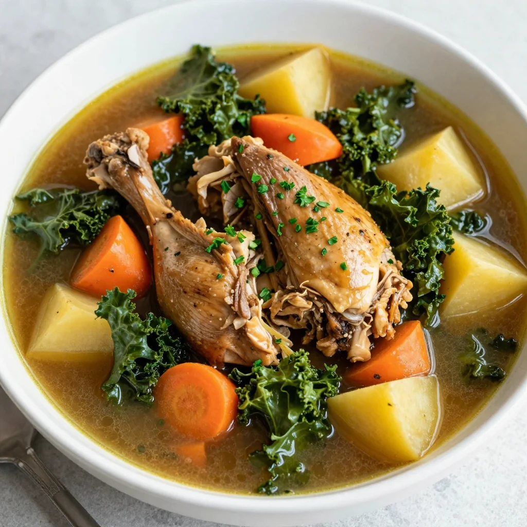 slow cooker turkey stew with kale and root vegetables for families