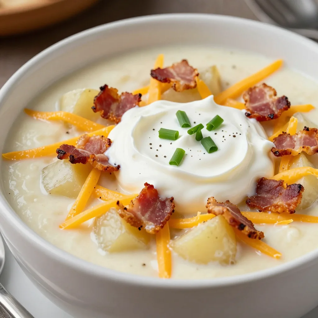 NFL Playoff Loaded Baked Potato Soup for Fans