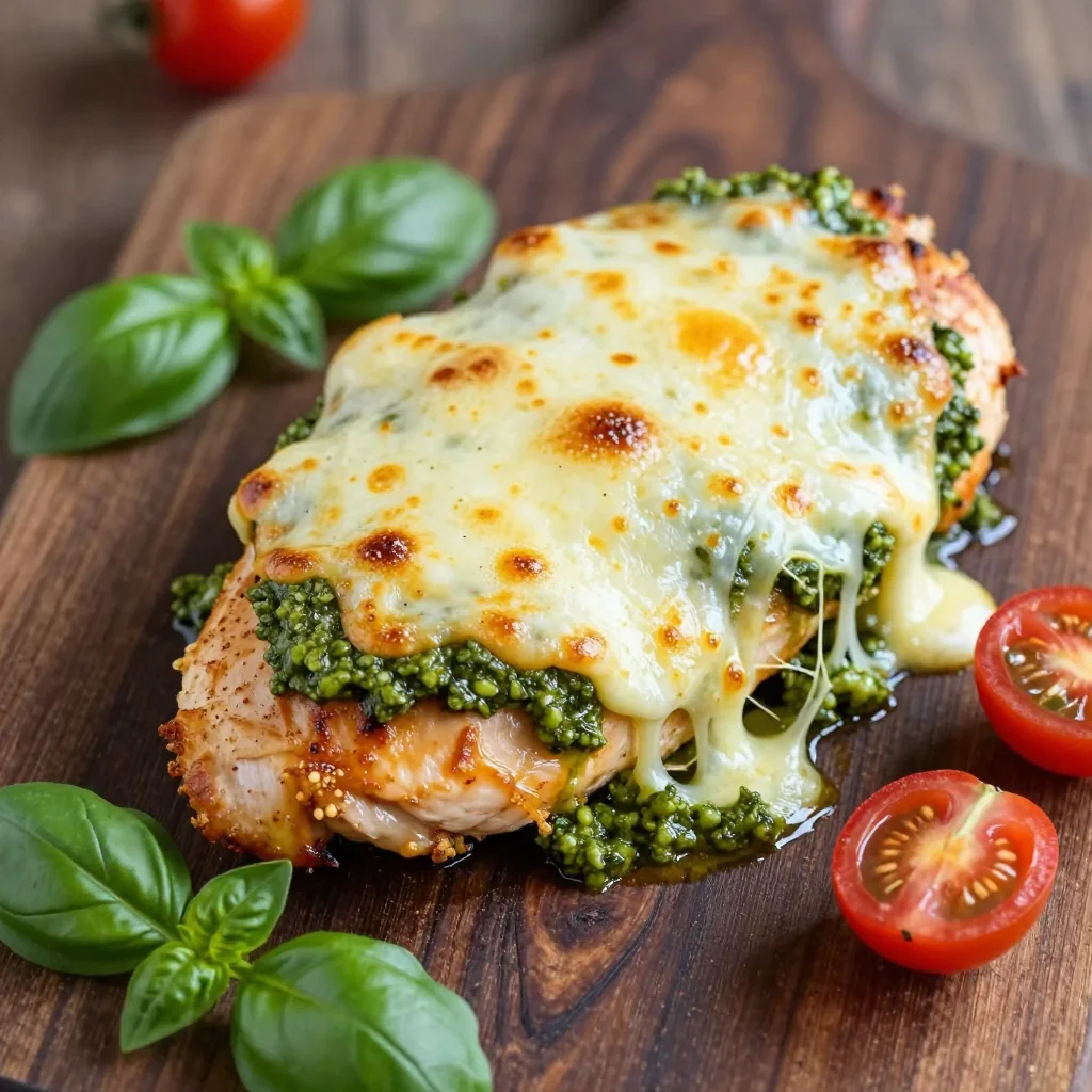 Baked Chicken Breast with Pesto & Mozzarella