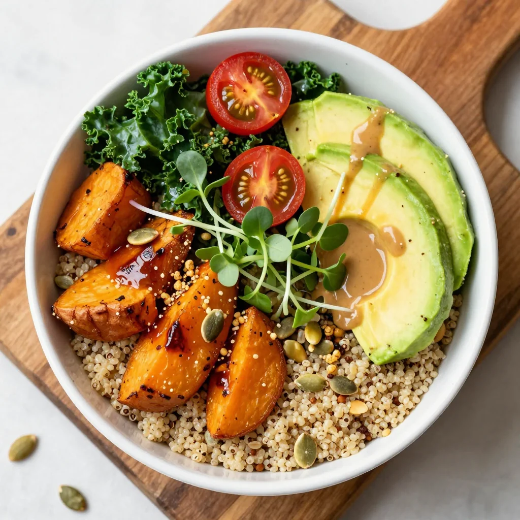 Healthy Quinoa Bowl with Roasted Sweet Potatoes