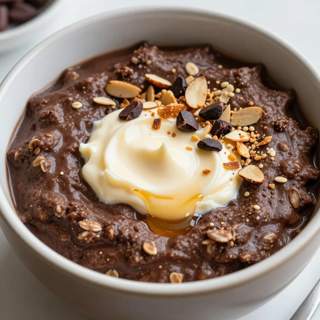 Warm Chocolate Oatmeal with Almond Butter