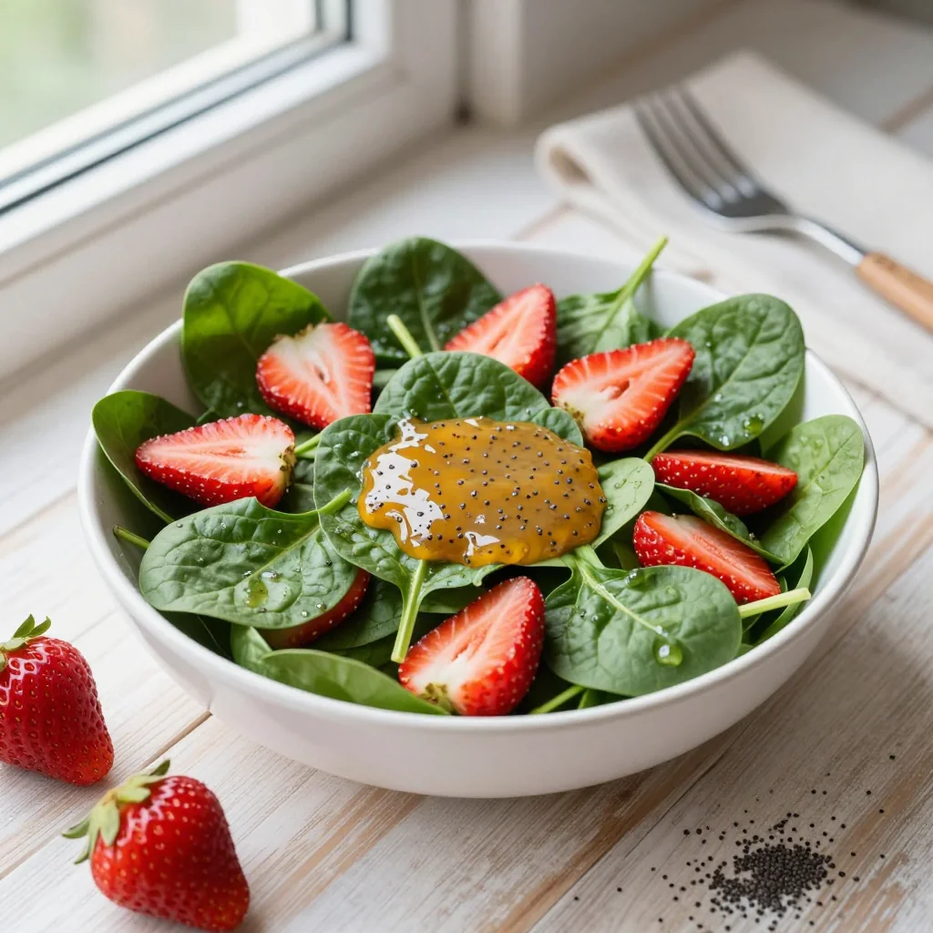 Spinach Strawberry Salad with Poppyseed Dressing