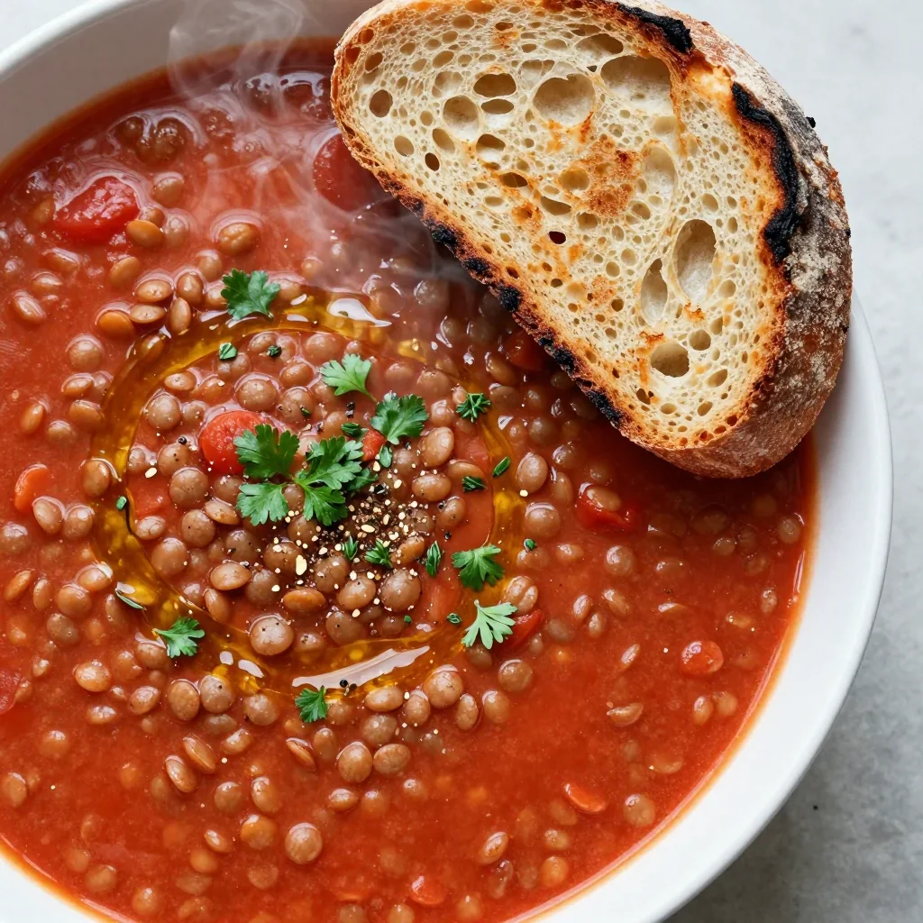 Winter Comfort Tomato and Lentil Soup with Herbs for MLK Day