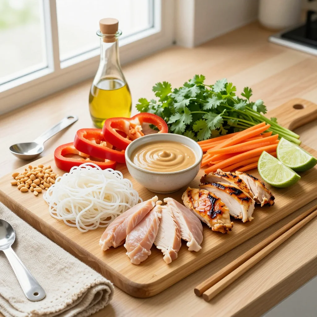 All ingredients for Thai Peanut Noodles with Grilled Chicken