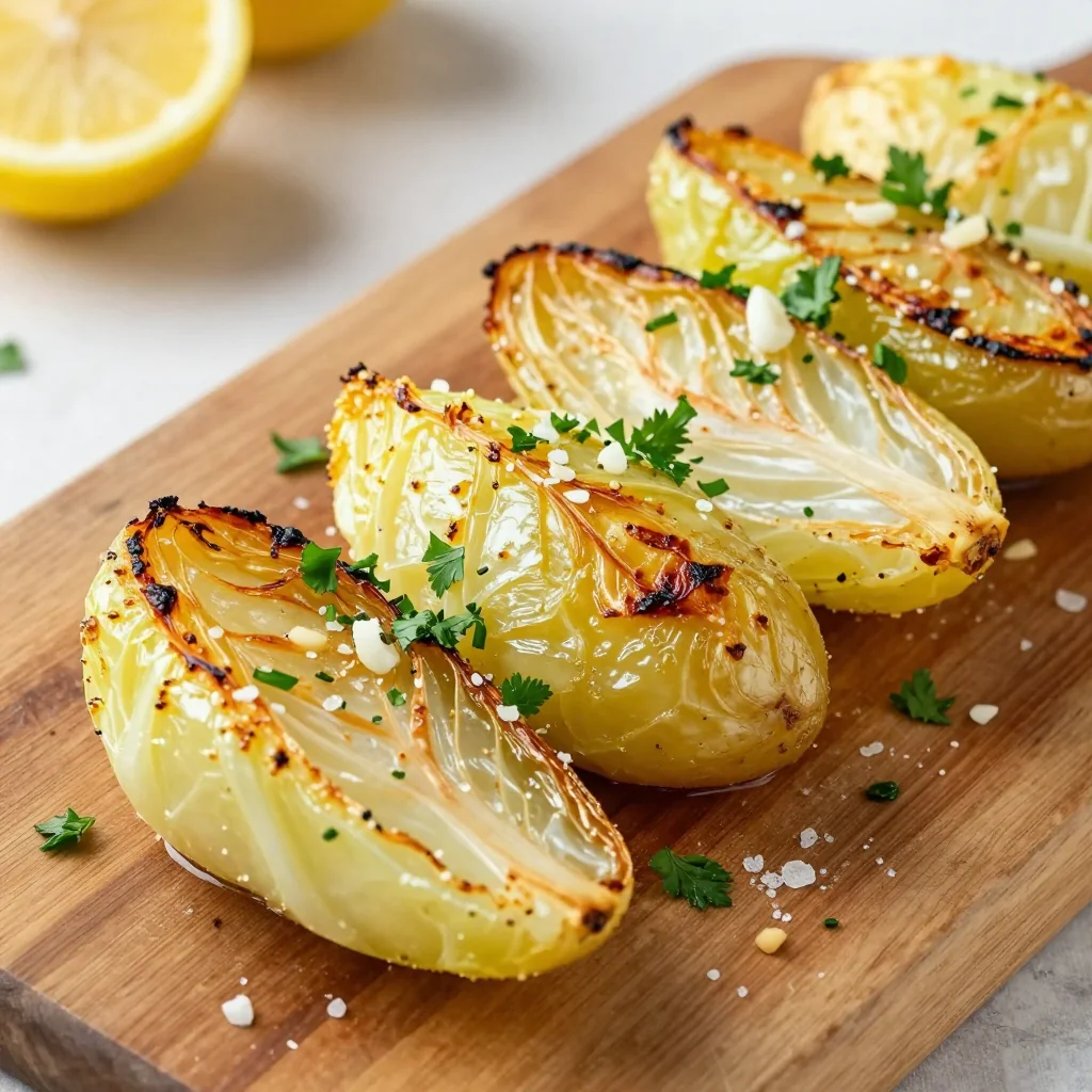 healthy garlic and lemon roasted cabbage and potato dinner