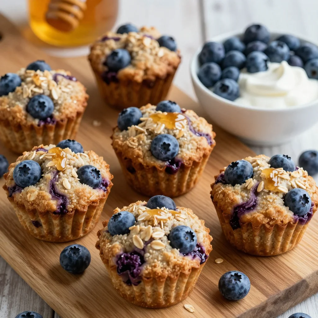 Baked Oatmeal Cups with Blueberries for Healthy Breakfast
