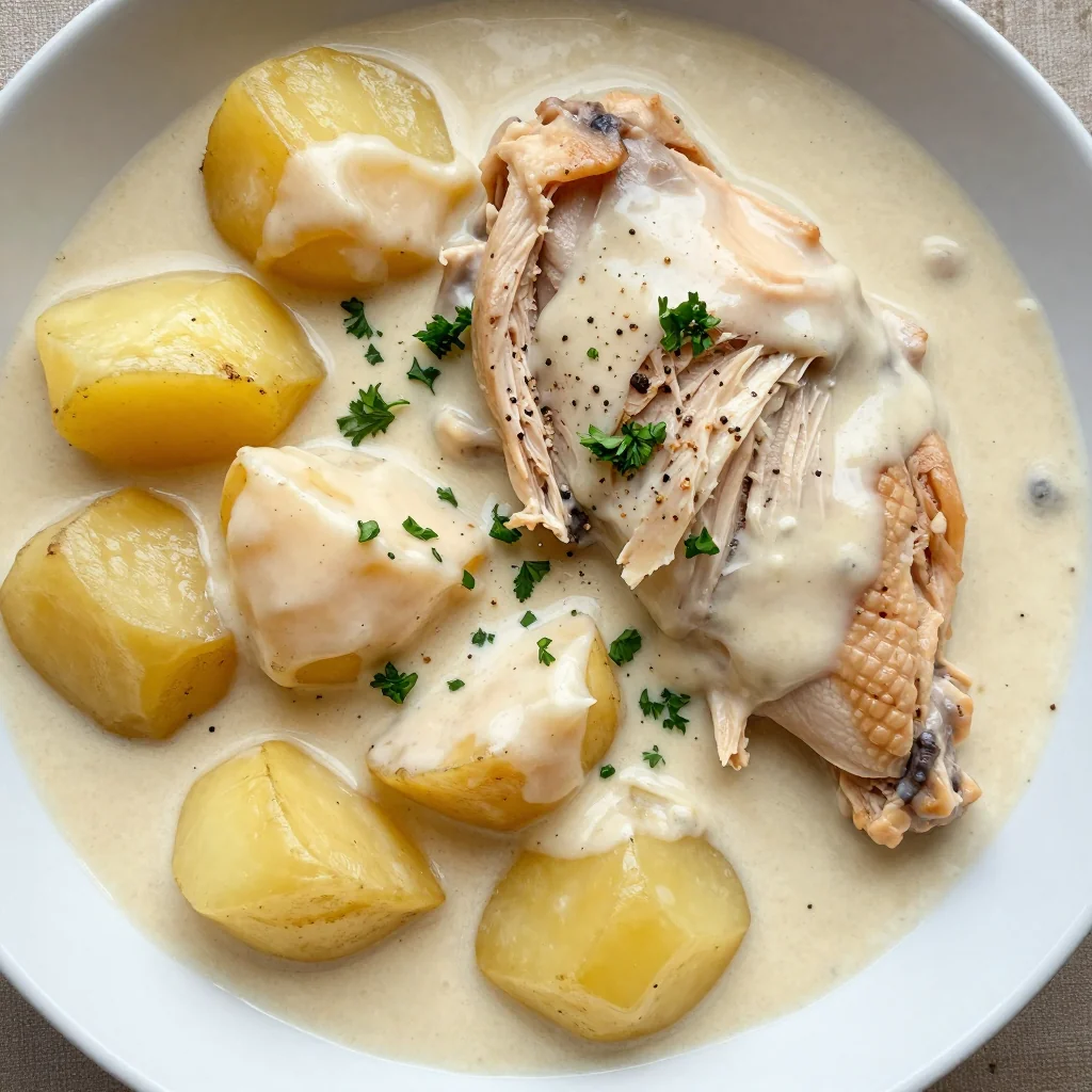 Easy Slow Cooker Chicken and Gravy with Potatoes and Gravy