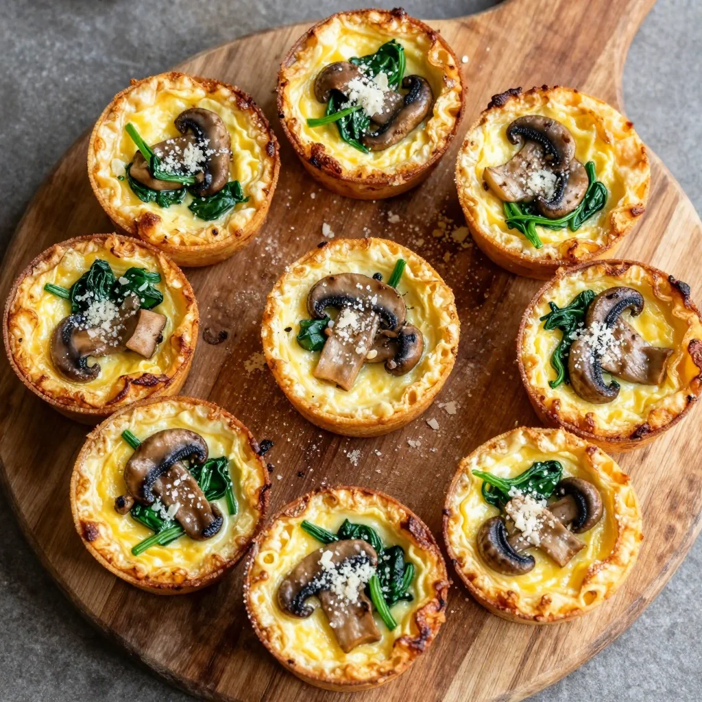 Freezer Prep Breakfast Egg Bites with Mushrooms and Spinach