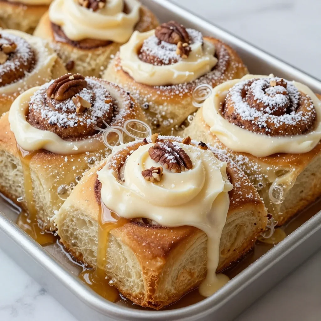 classic cinnamon roll bake with cream cheese frosting for christmas morning