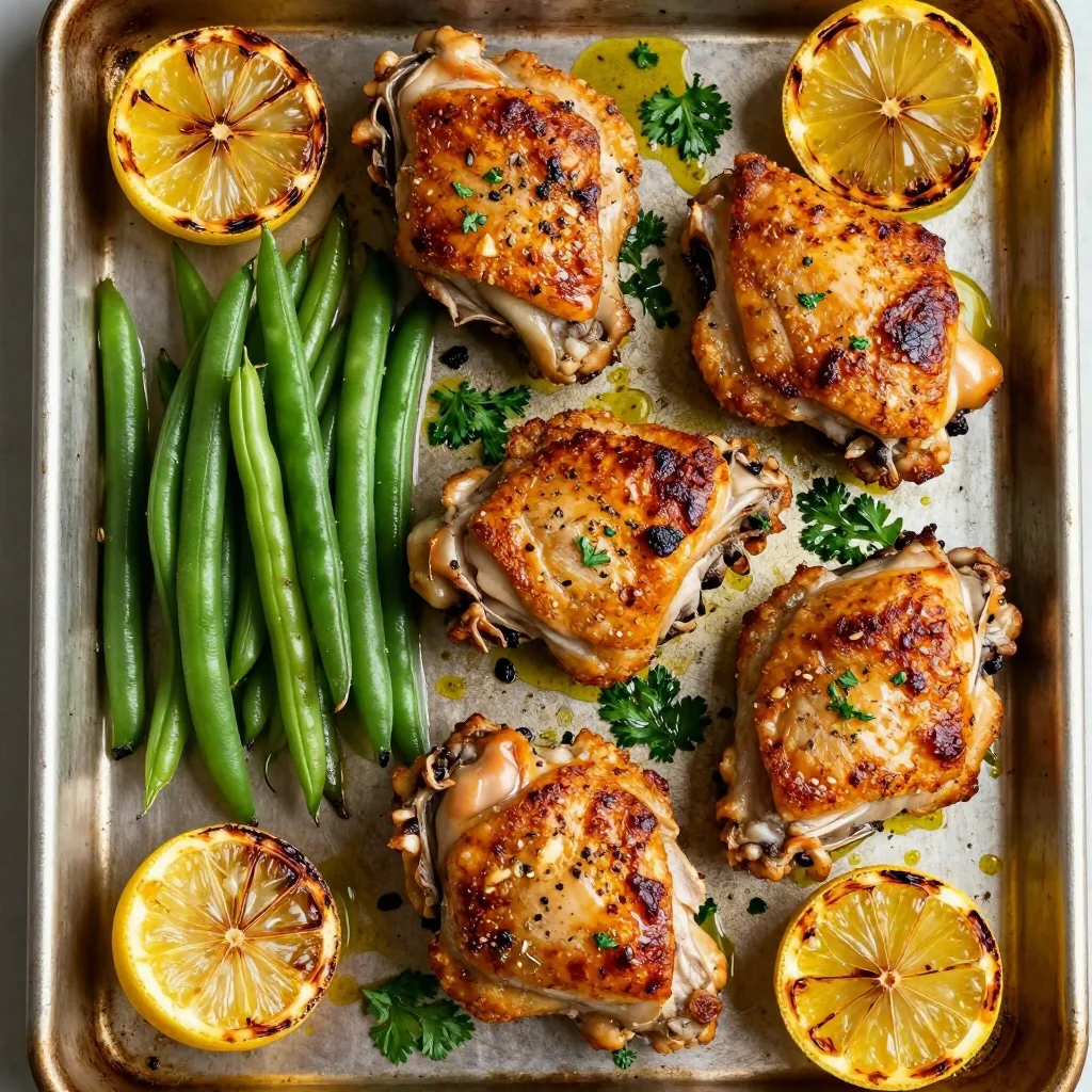 Easy Sheet Pan Chicken Thighs and Green Beans