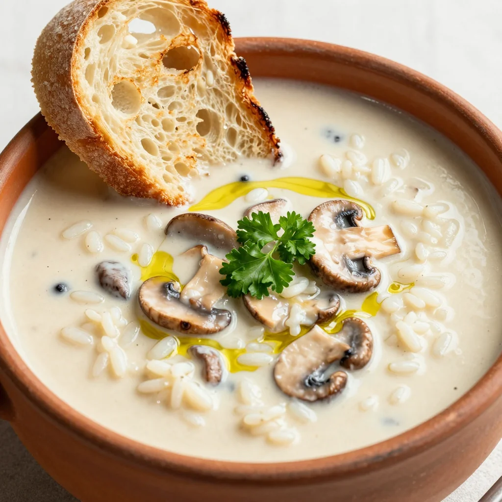 Pantry Clean Out Creamy Mushroom and Rice Soup