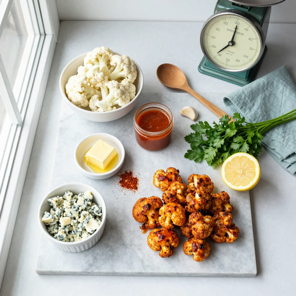 All ingredients for Roasted Cauliflower Buffalo Bites