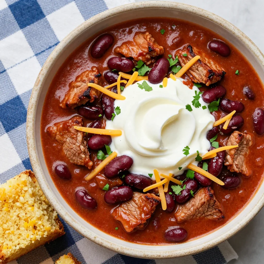 NFL Playoffs Hearty Freezer Chili with Pork for Game Day Parties