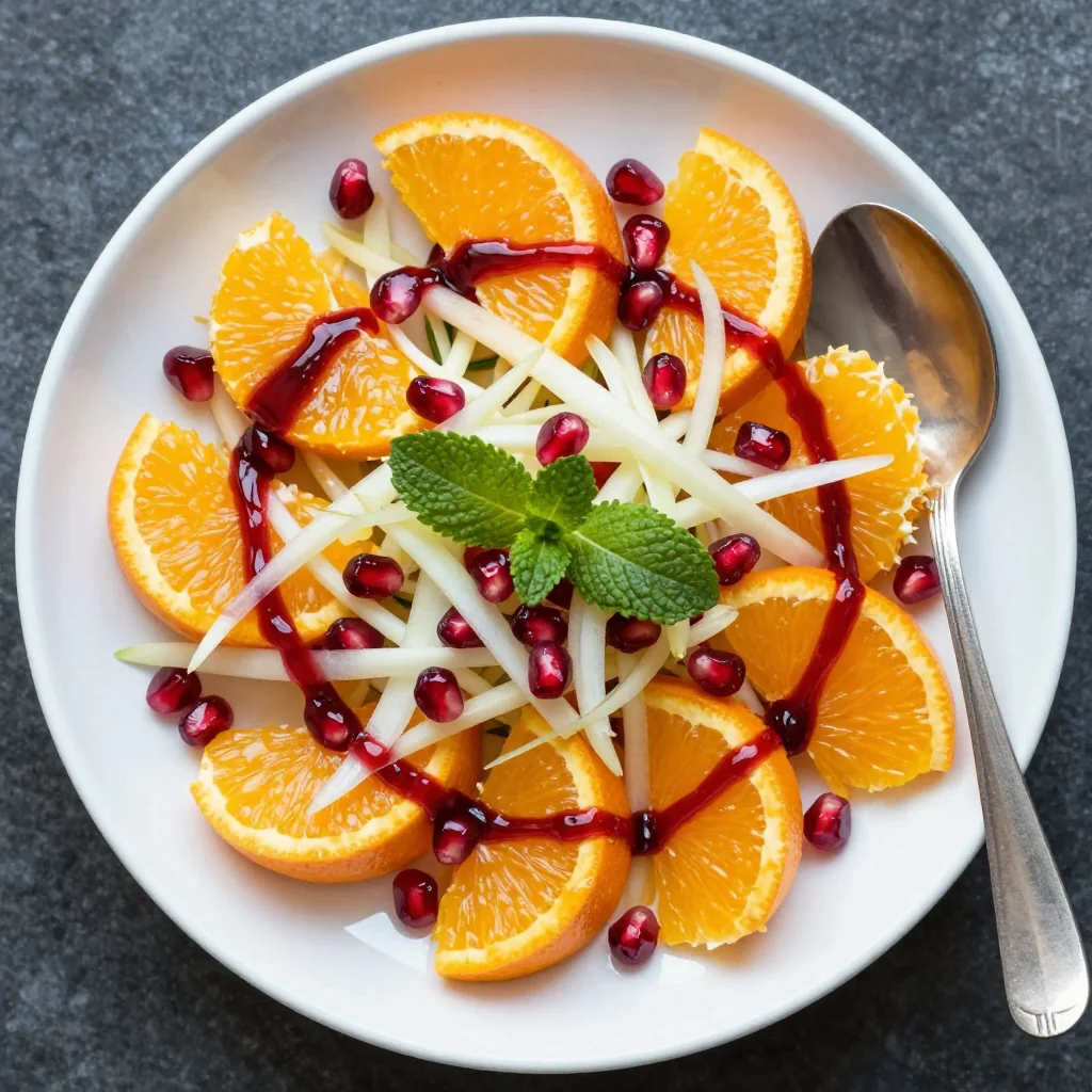 zesty citrus and fennel salad with pomegranate drizzle for winter brunch