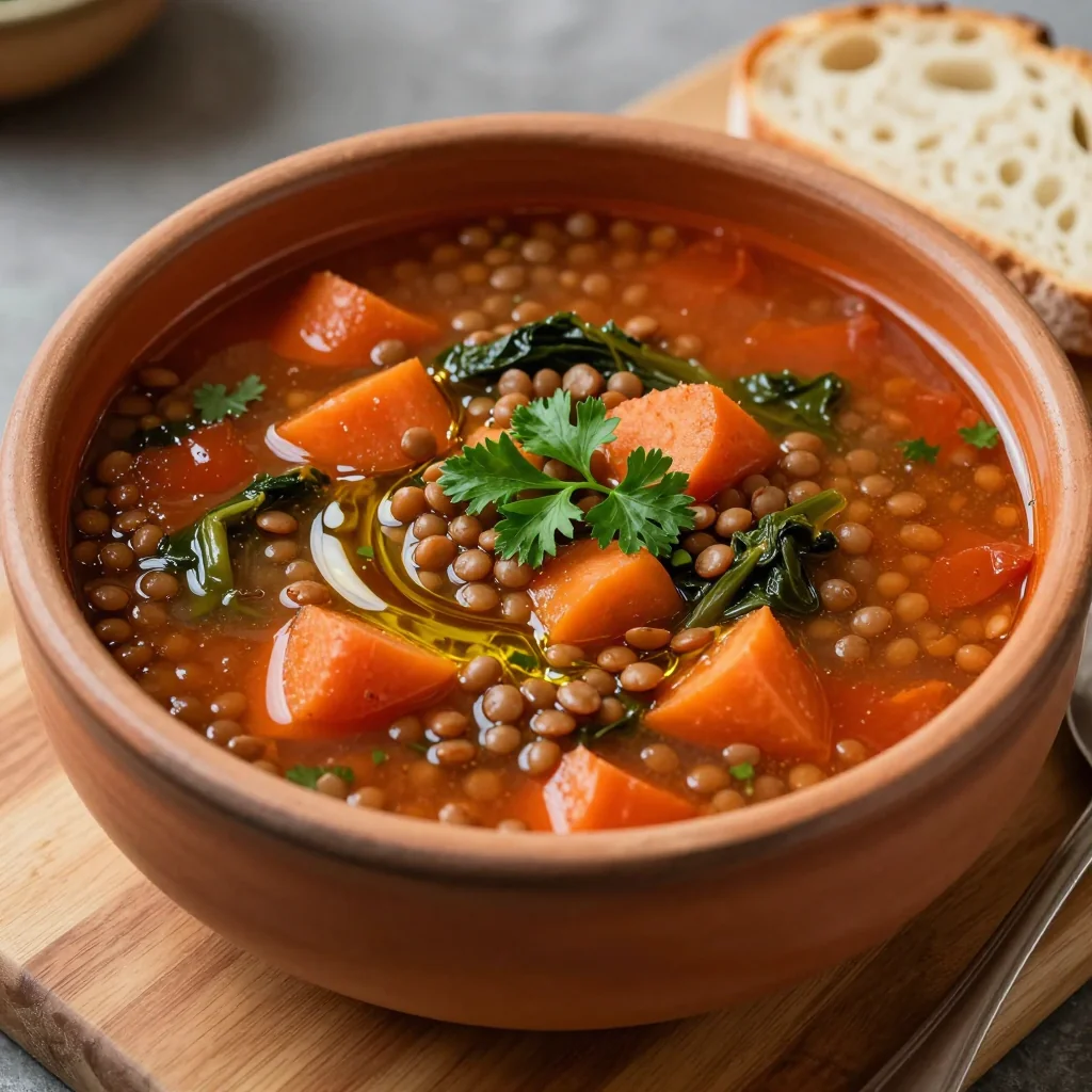 budget friendly slow cooker vegetable and lentil soup with carrots