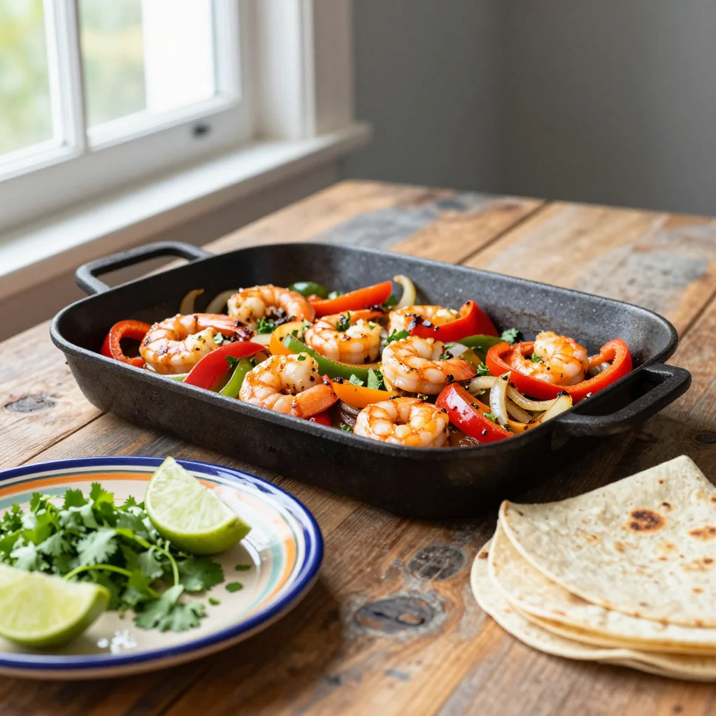 Sheet Pan Shrimp Fajitas with Bell Peppers and Onions