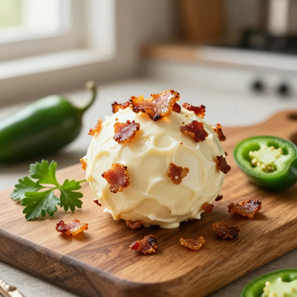 Jalapeno Popper Cheese Ball with Bacon
