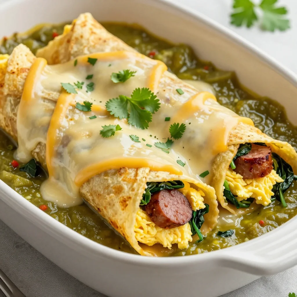 Freezer Friendly Breakfast Enchiladas with Green Sauce and Cheese for Brunch