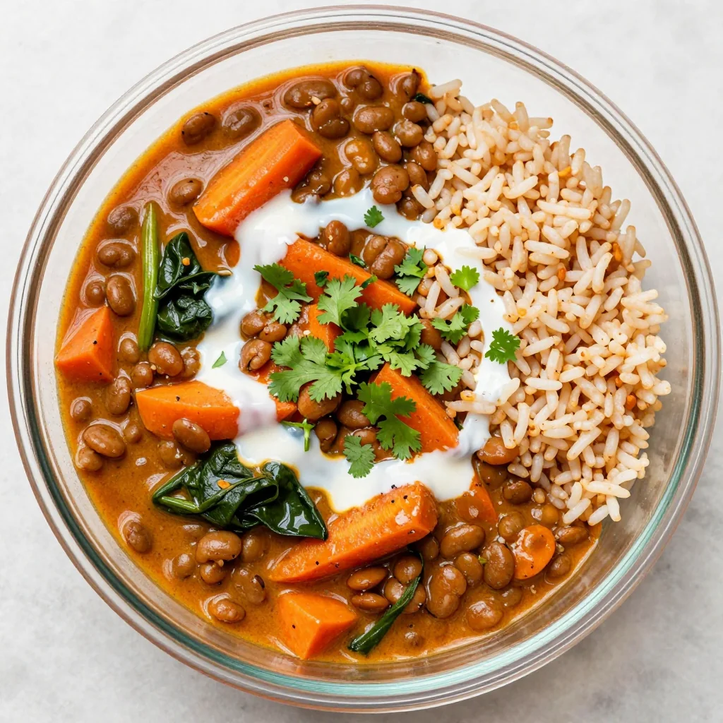 High Protein Slow Cooker Red Lentil Curry for Meal Prep