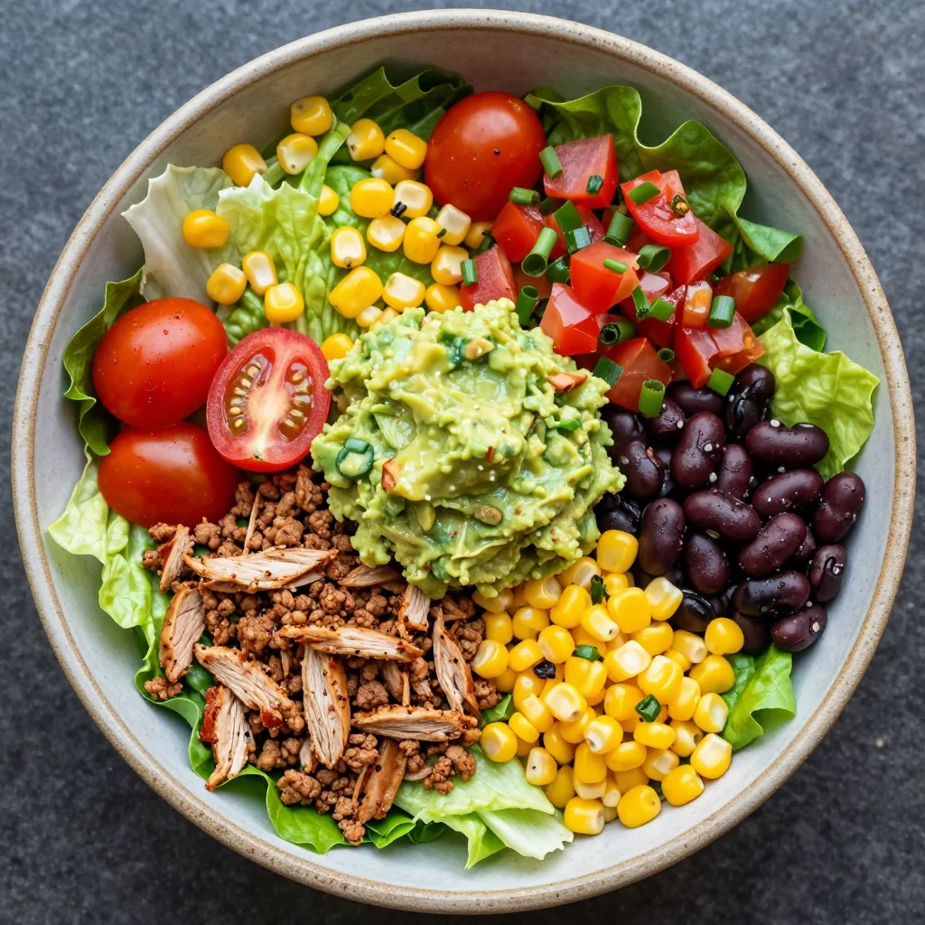 Clean Eating Turkey Taco Salad with Avocado and Salsa