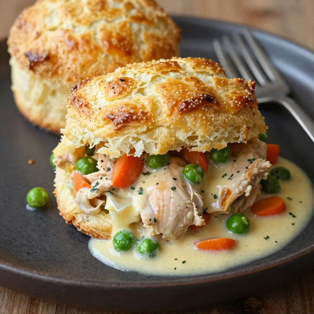 Cozy Chicken Pot Pie with Flaky Biscuit Crust Top