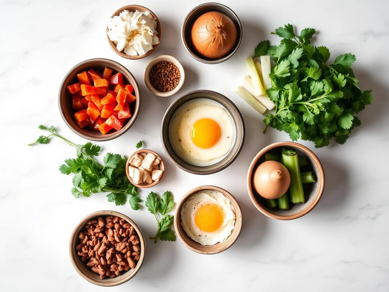 Ingredients for Bacon And Egg Breakfast Burrito Casserole