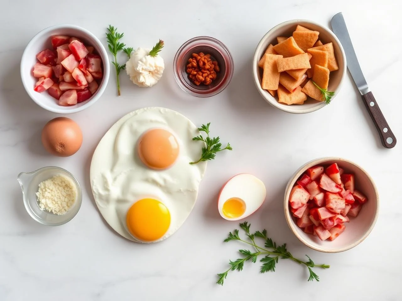 Ingredients for Bacon And Egg Strata