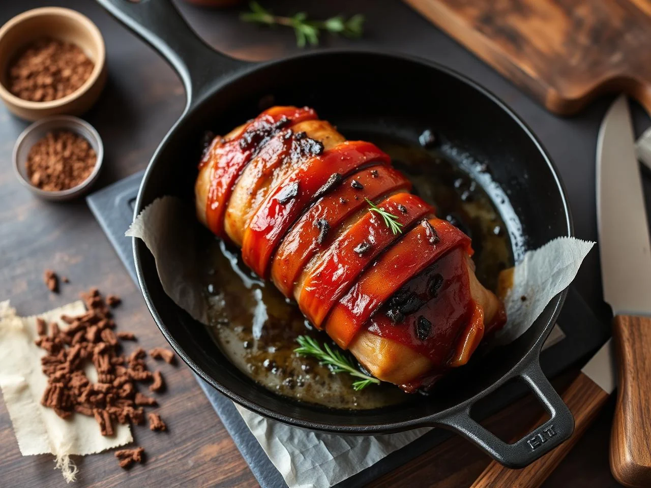 Bacon Wrapped Pork Tenderloin Skillet