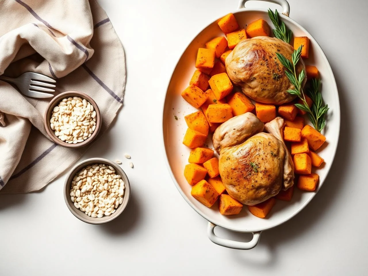 Baked Chicken Thighs With Sweet Potatoes