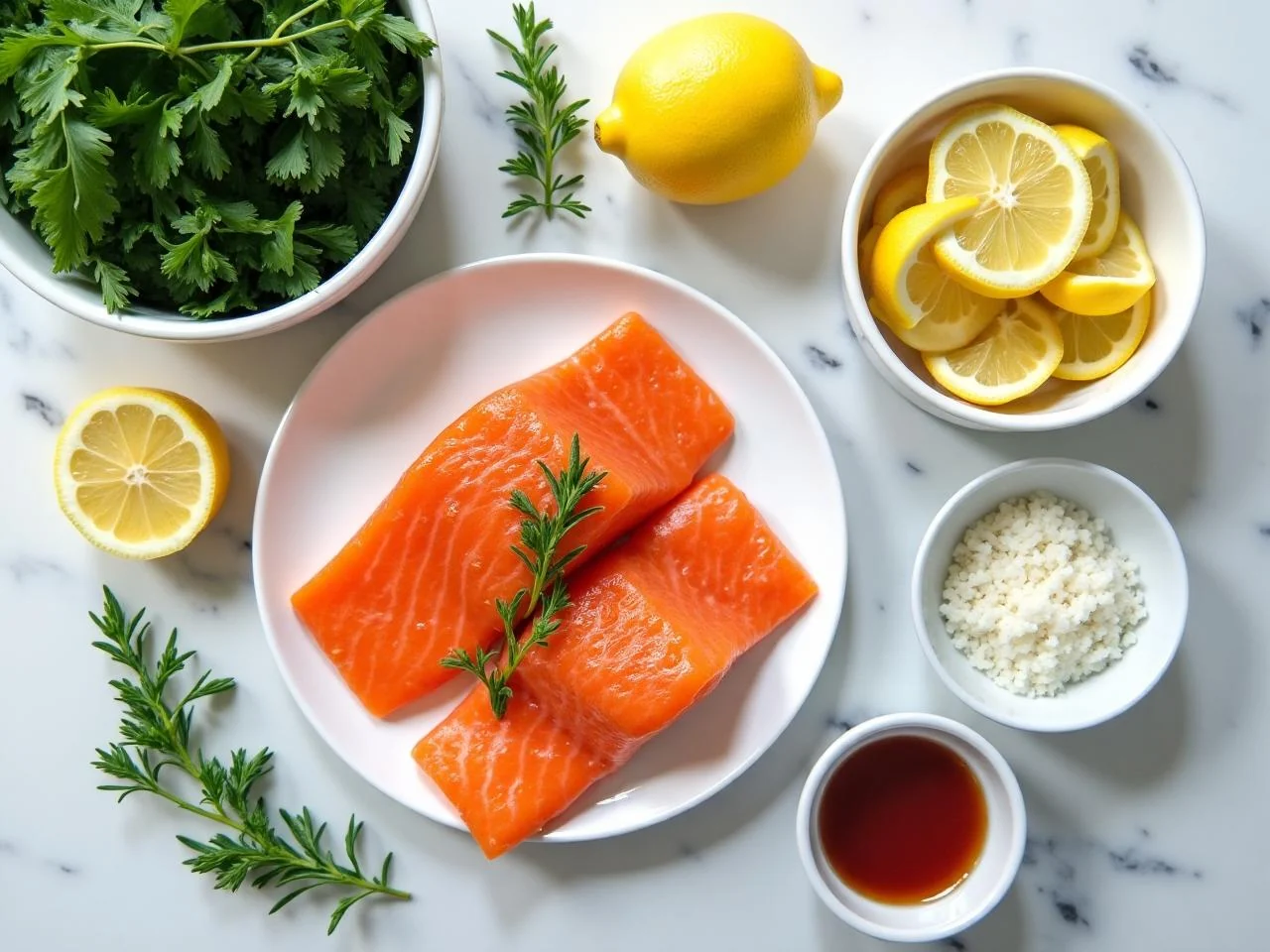 Ingredients for Baked Lemon Herb Salmon