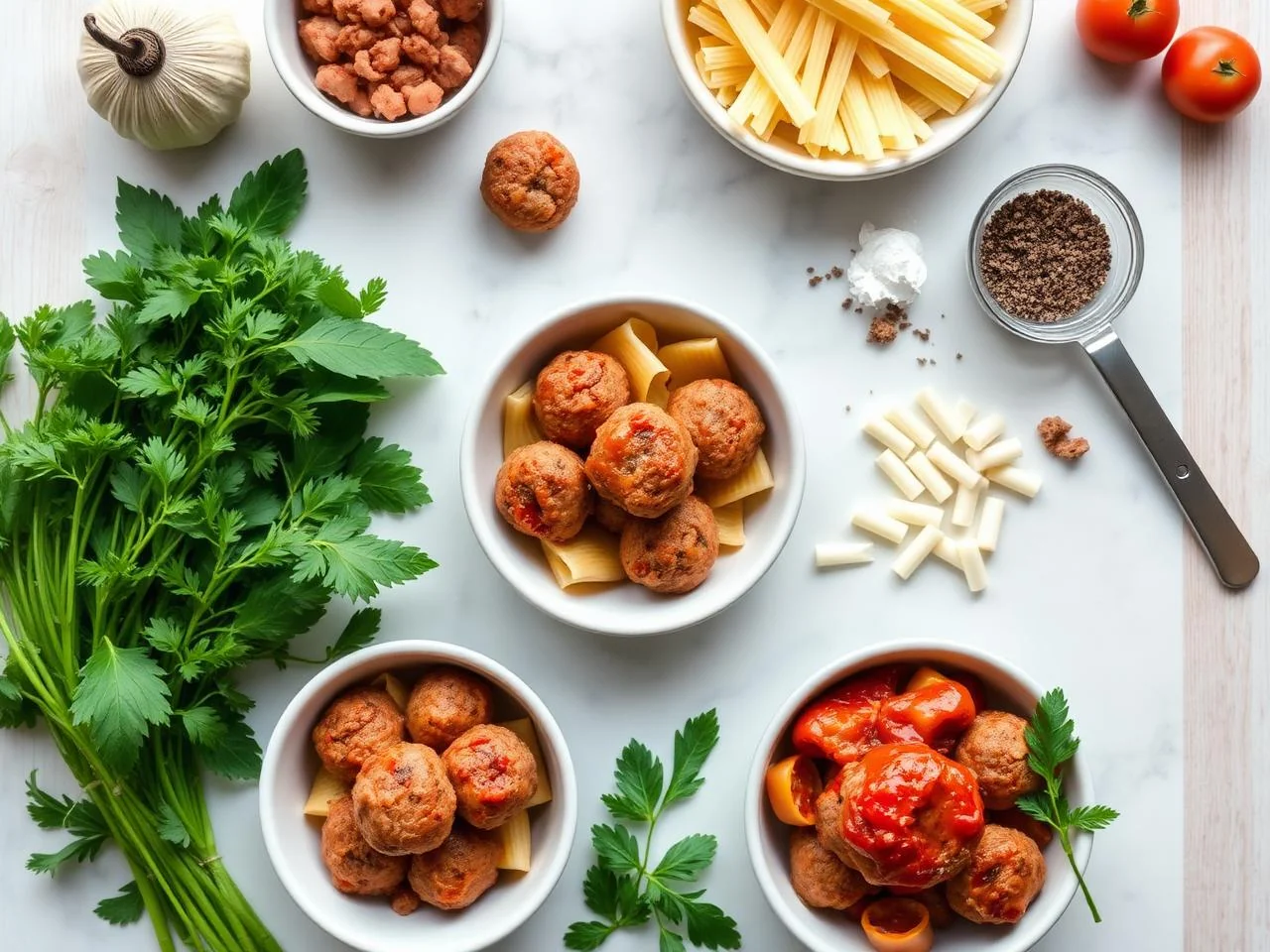 Ingredients for Baked Ziti Stuffed With Meatballs