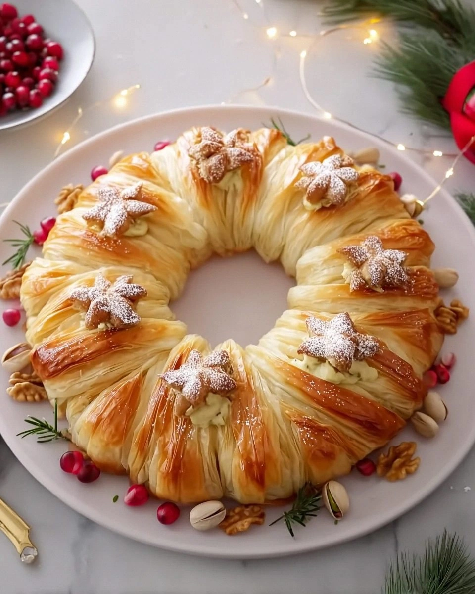 Baklava-Custard Christmas Wreath Recipe