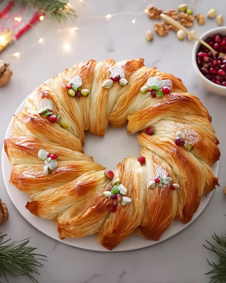 Baklava-Custard Christmas Wreath Recipe