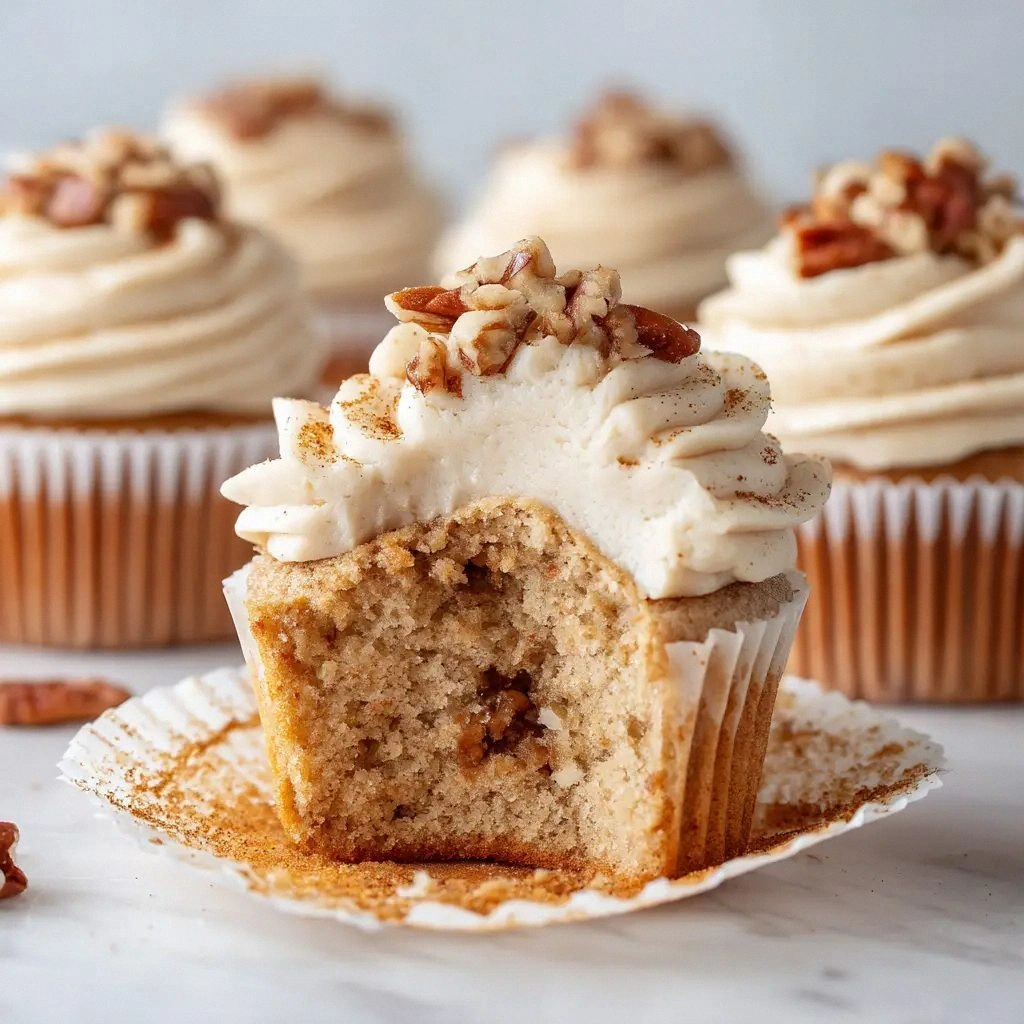 Banana Pecan Cupcakes with Cre