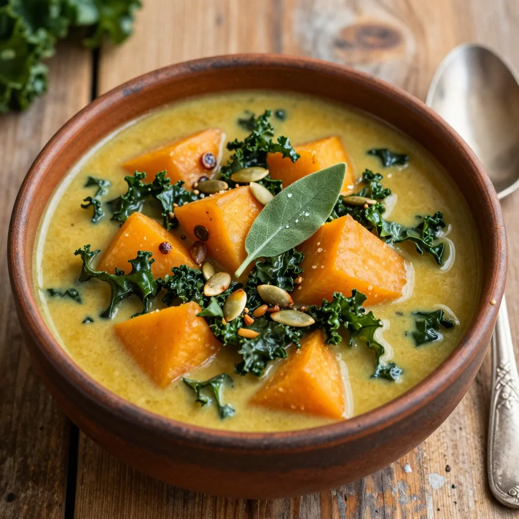 onepot sweet potato and kale soup for winter comfort