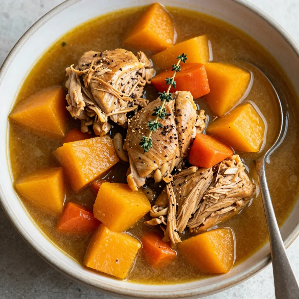 slow cooker chicken and winter squash stew for cozy family meals