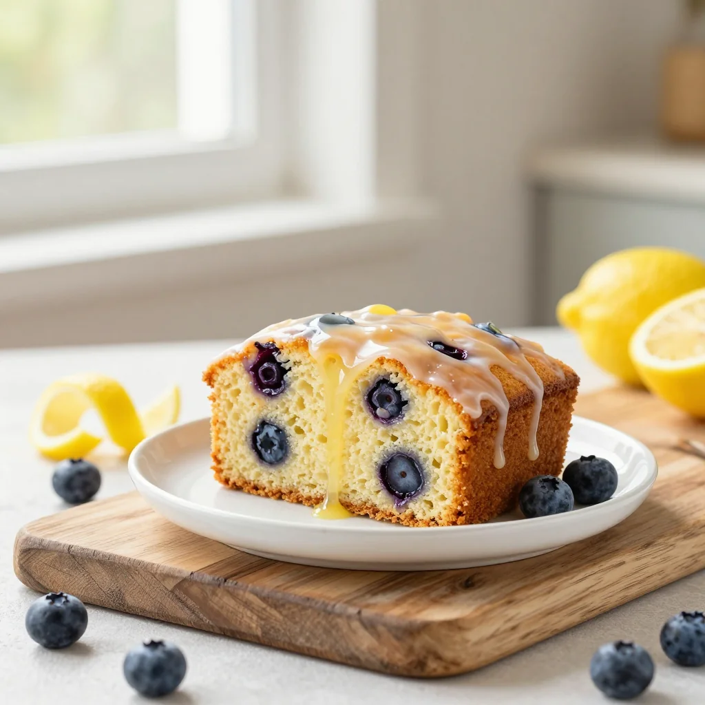 Lemon Blueberry Pound Cake with Sweet Glaze