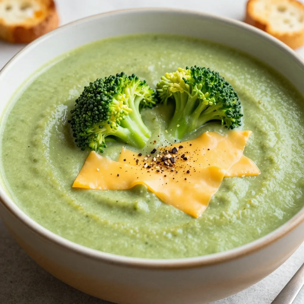Pantry Challenge Creamy Broccoli Soup with Cheddar