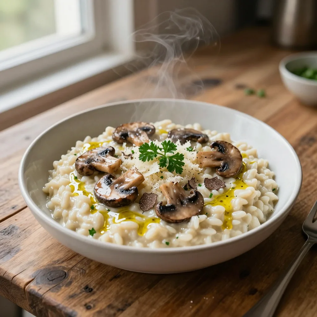Creamy Mushroom Risotto with Truffle Oil