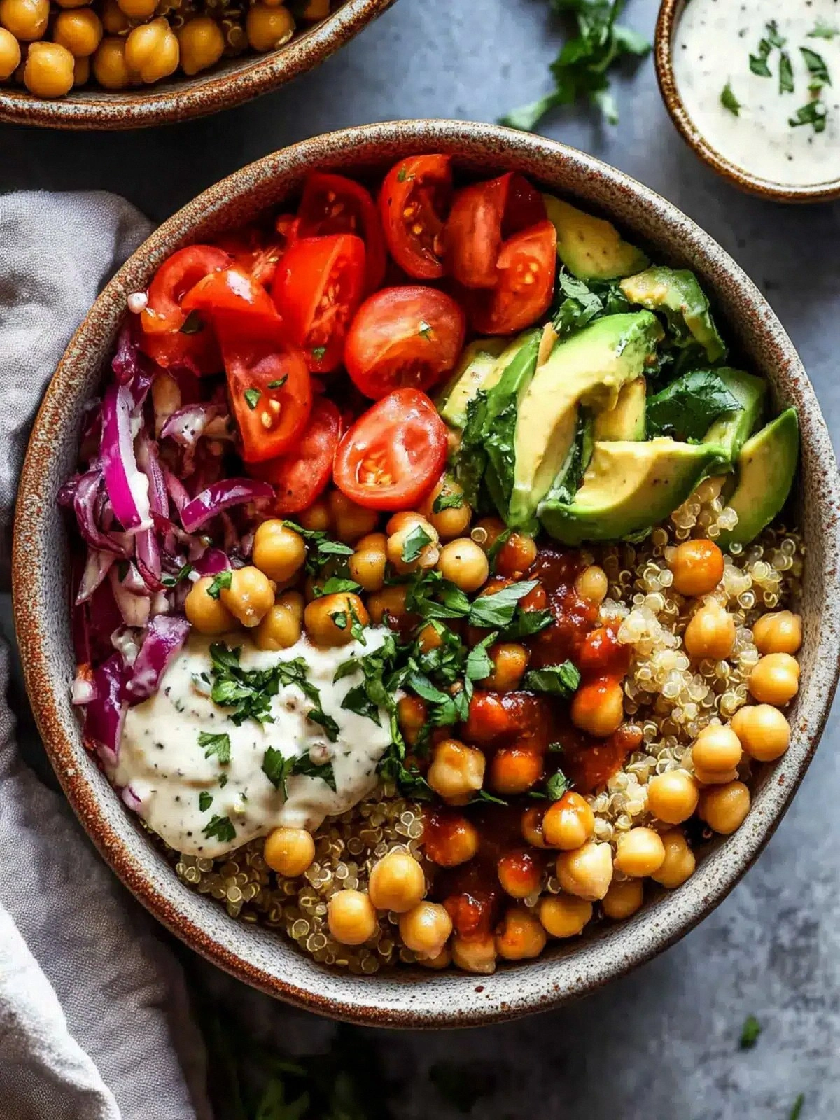 BBQ Ranch Chickpea Quinoa Bowl