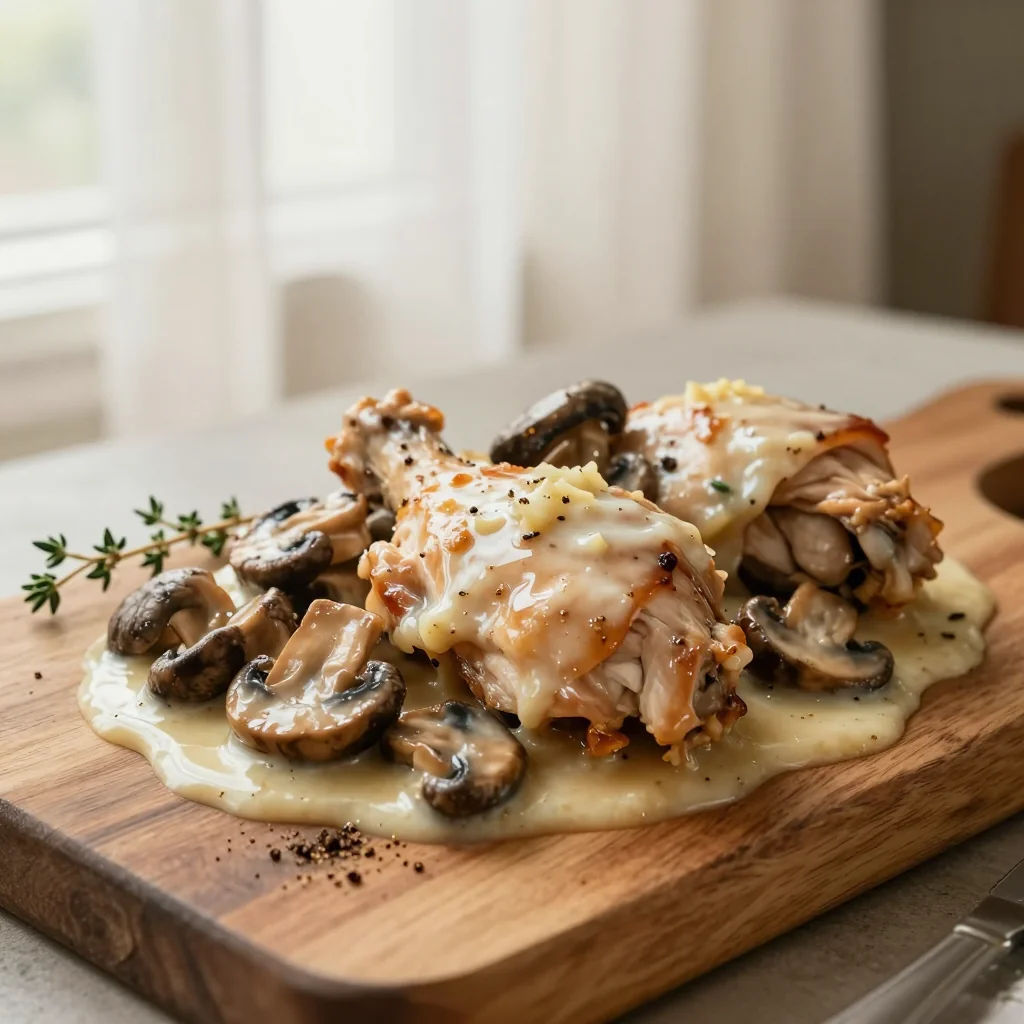 Creamy Mushroom Chicken with Garlic Sauce