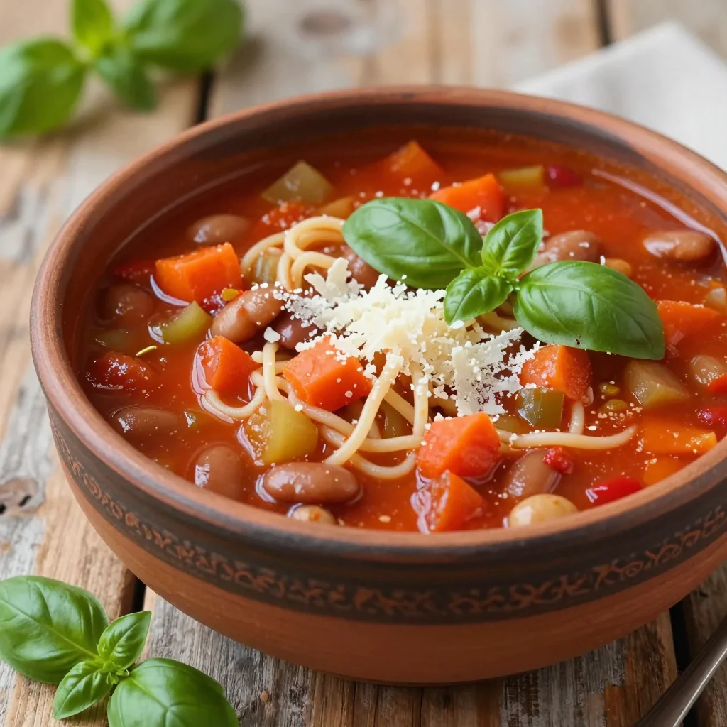 Cozy Minestrone Soup with Parmesan Shavings