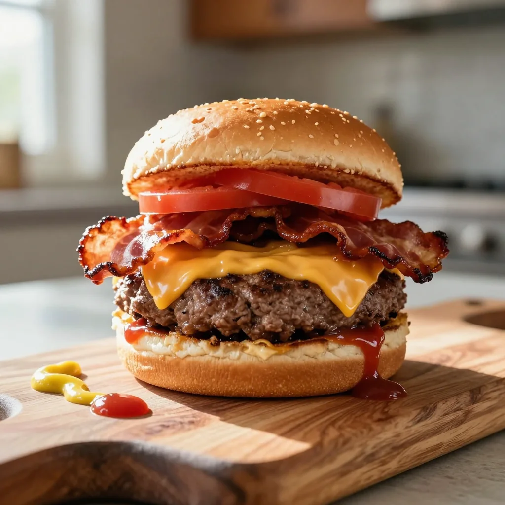 Beef Burgers with Cheese and Bacon