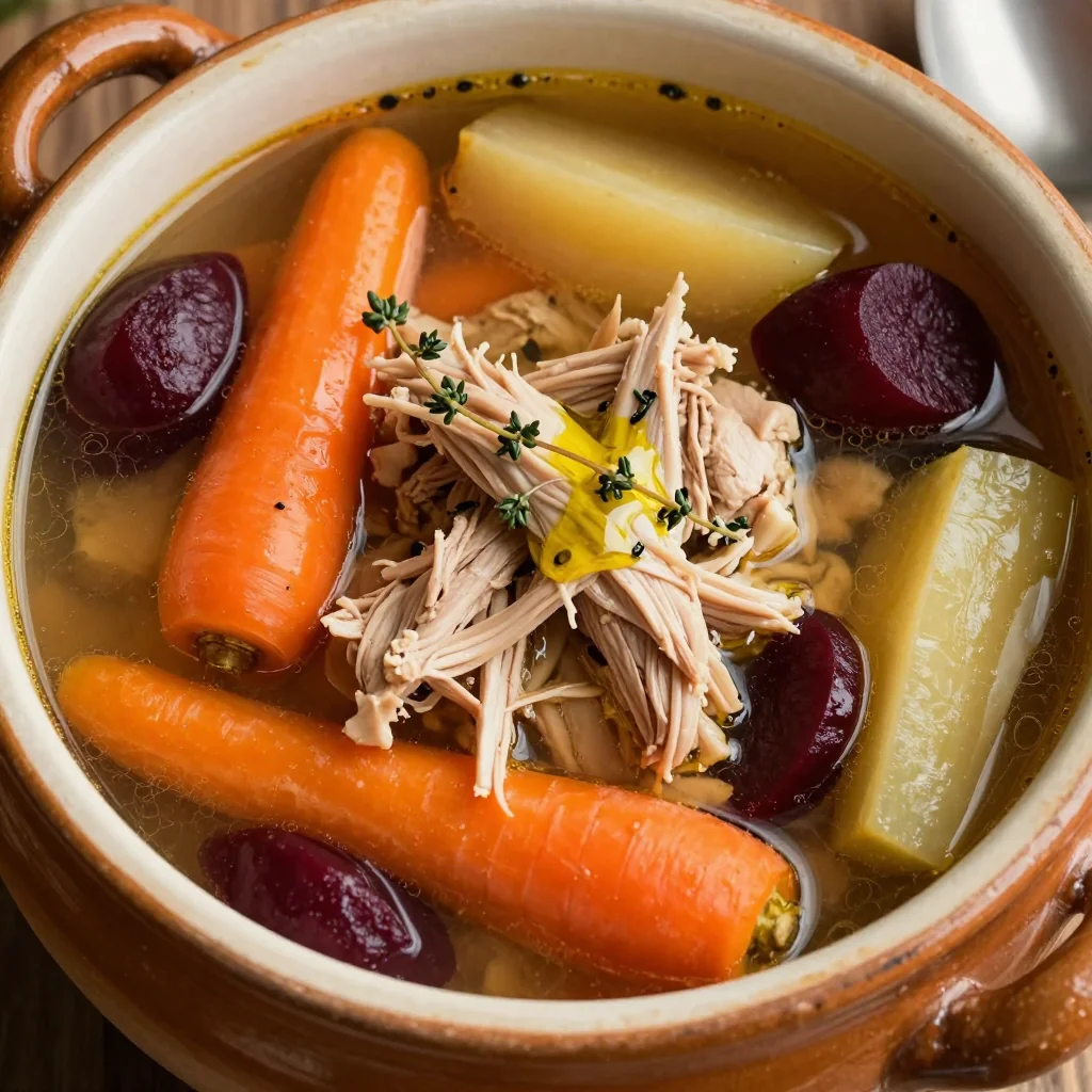 healthy slow cooker chicken and root vegetable soup for cold evenings
